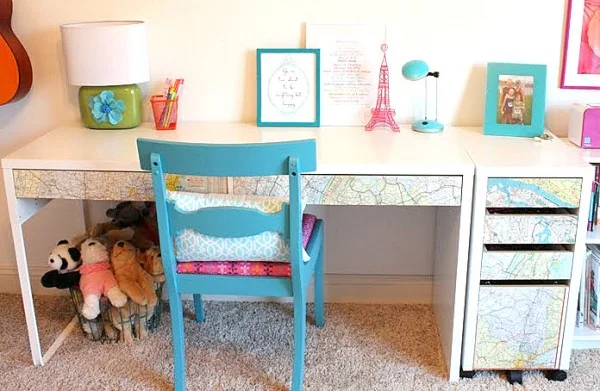 DIY Decoupaged Map Desk