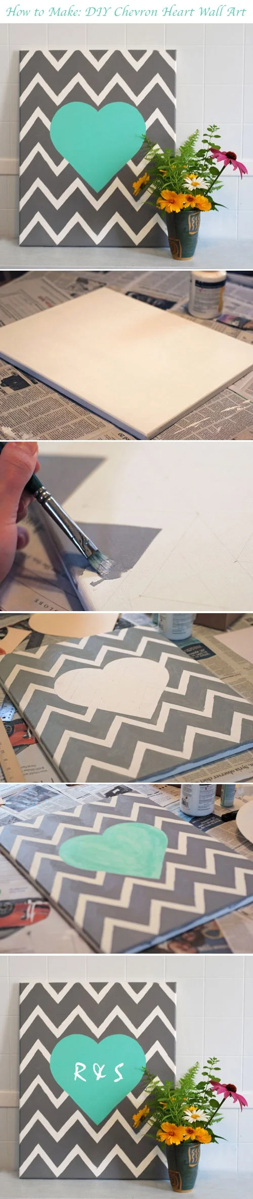 20.DIY CHEVRON HEART WALL ART