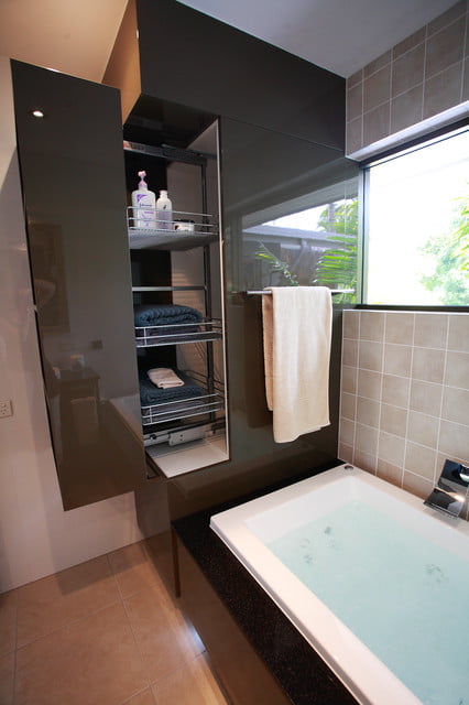 #13 High End Bathroom Featuring Smart Storage Solutions