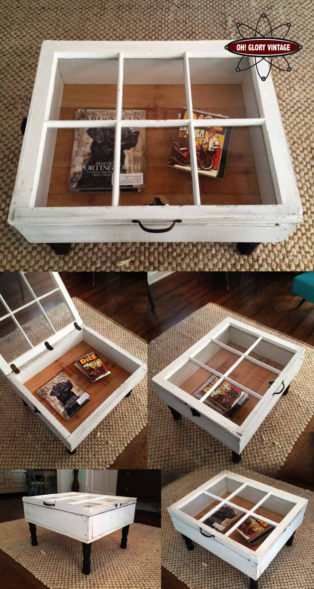 3. OLD WINDOWS TRANSFORMED INTO A BEAUTIFUL COFFEE TABLE