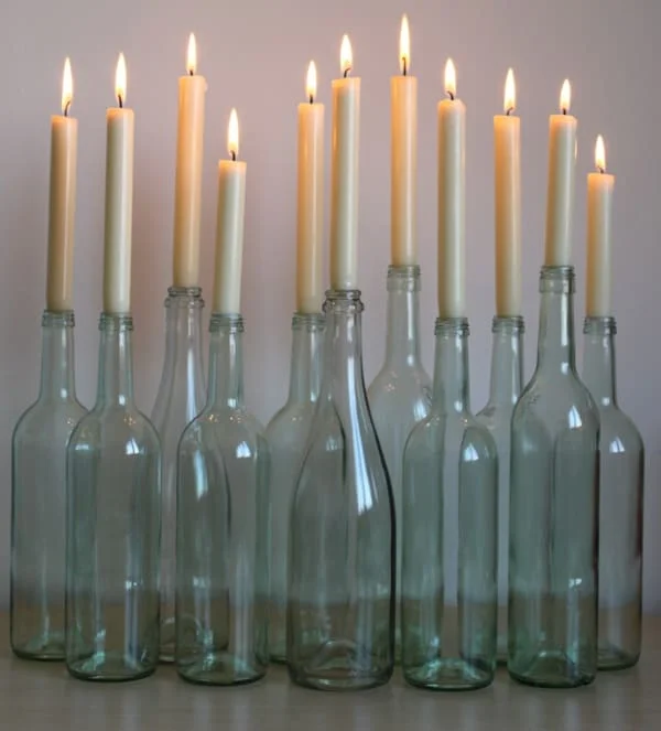 minimilistic wine-bottle candle