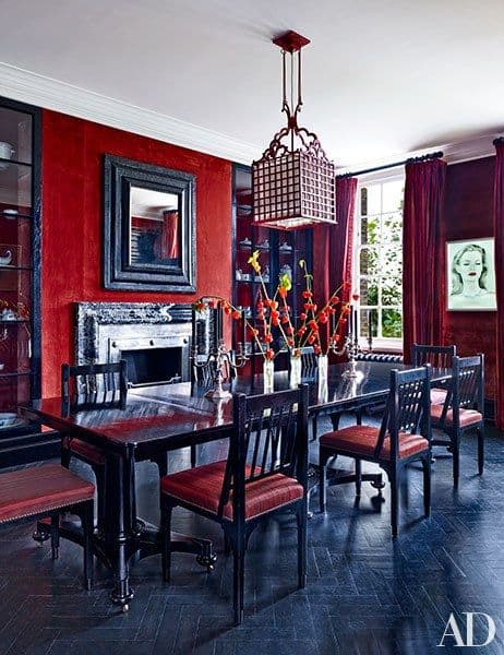 DINNING ROOM RED ACCENT WALL 