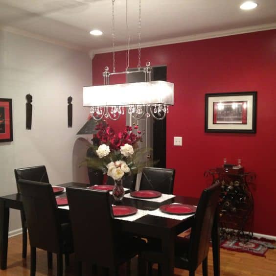 DINNING ROOM RED ACCENT WALL 