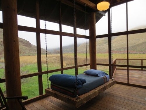 wooden deck extraordinary views and hanging bed