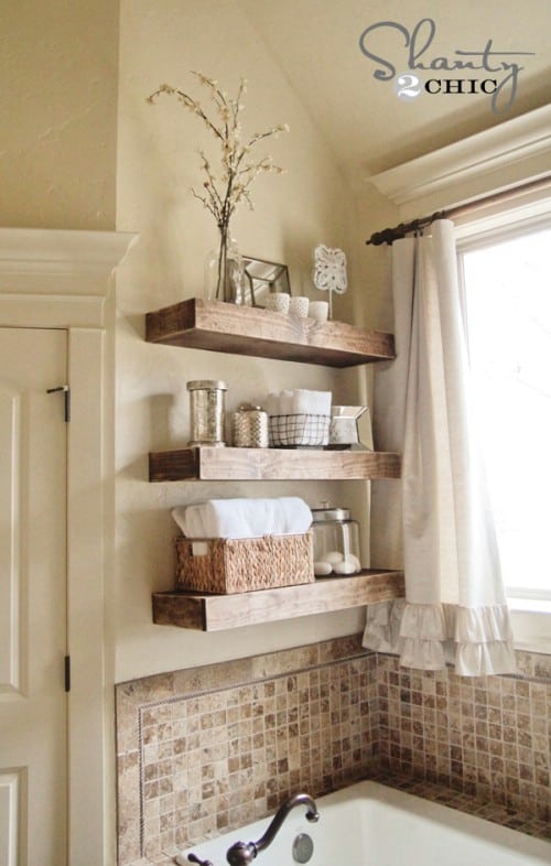 2. Create floating rustic shelves that will be as beautiful as they are practical