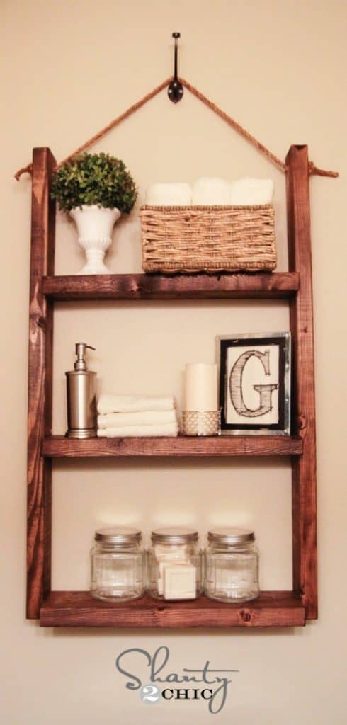 3. Build this hanging bathroom shelf for as low as 10$