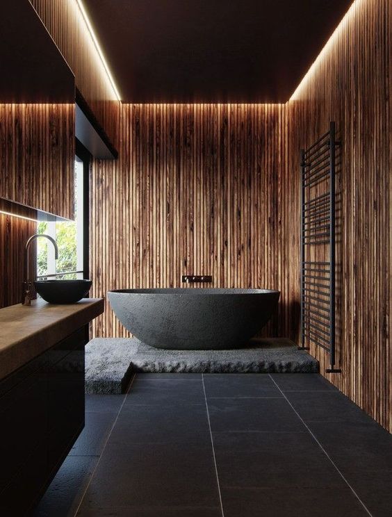 48. Exquisite Wood Embraces Bathroom