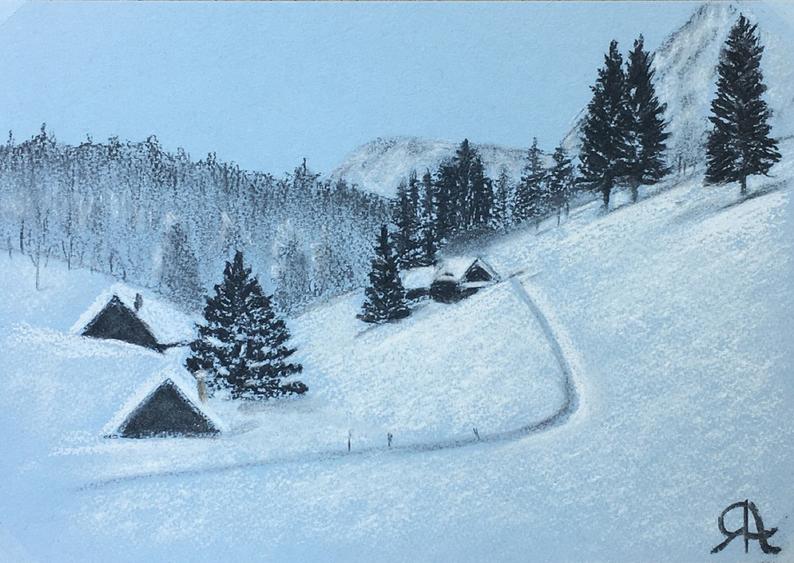 Alpine Painting Austrian Mountain Art