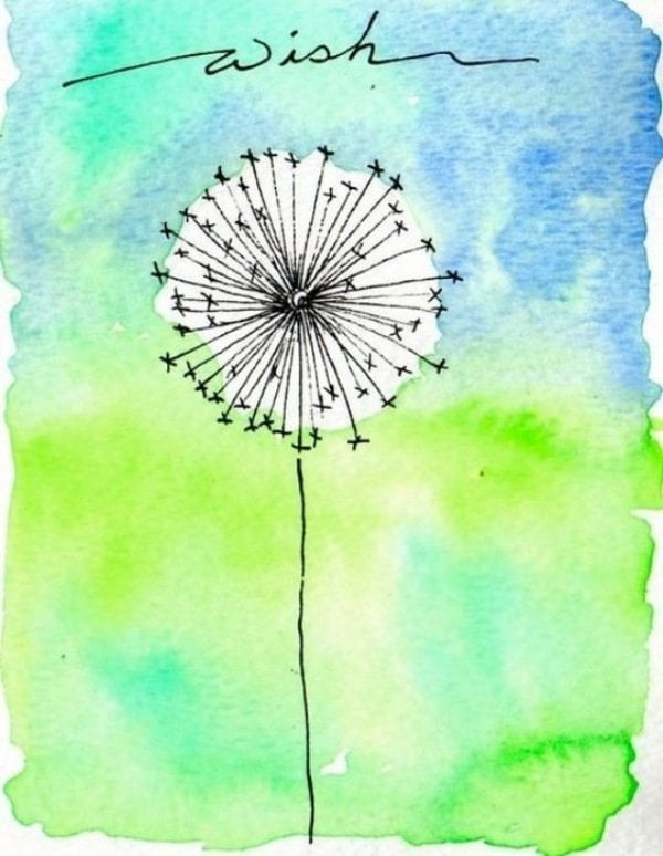 Wish Dandelion watercolor painting