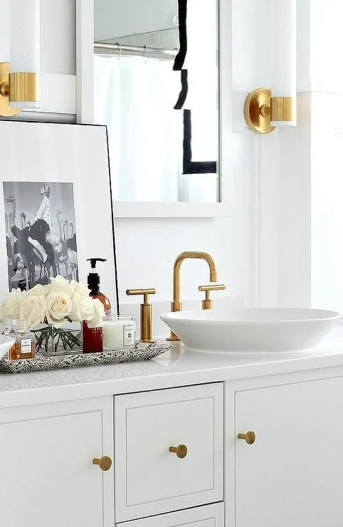 Add A Bit Of Gold white and black bathroom design