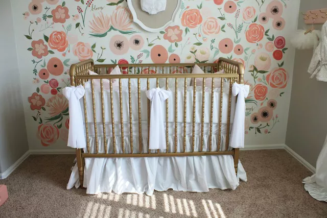 16. Rose Print Floral Wallpaper for baby room