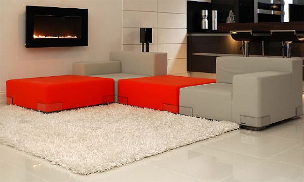 Modern Bachelor Pad Ideas red couch
