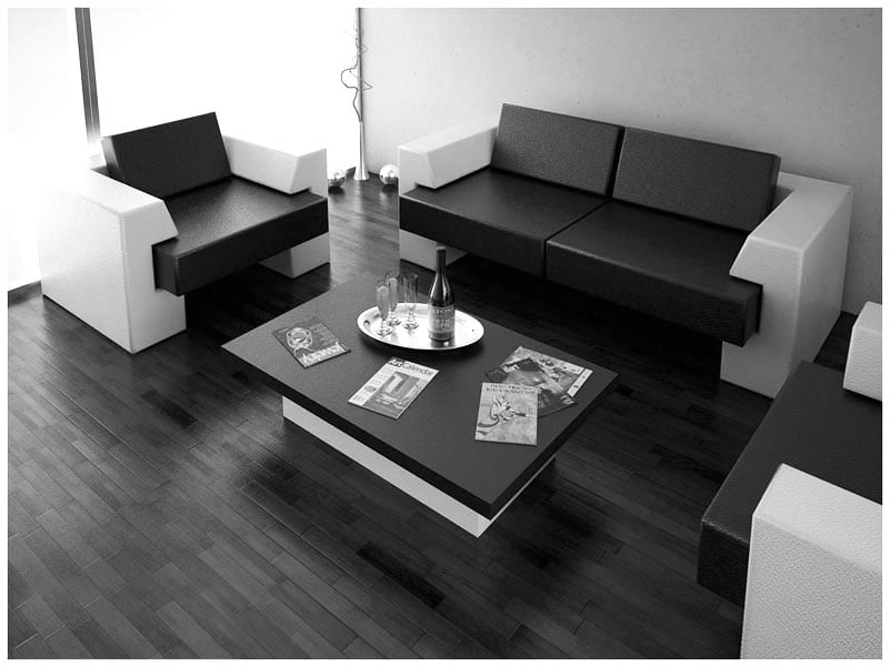 black and white furniture in simple space