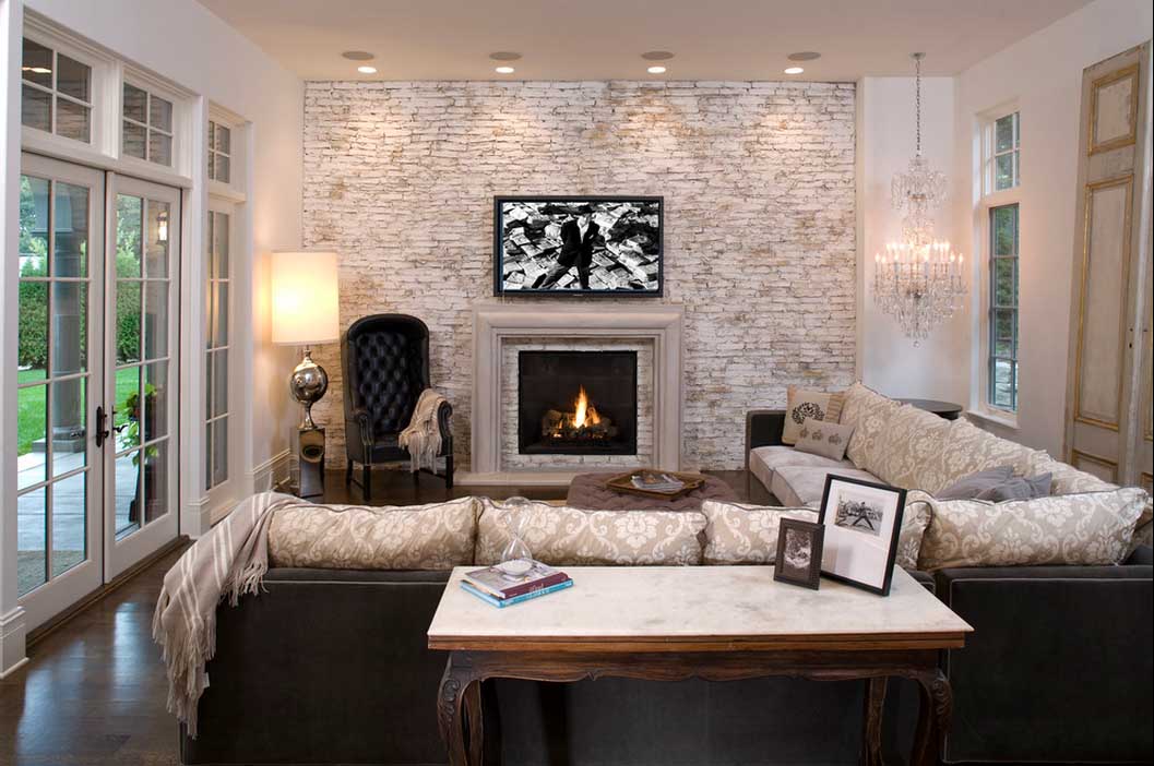cozy black and white living room with black accents
