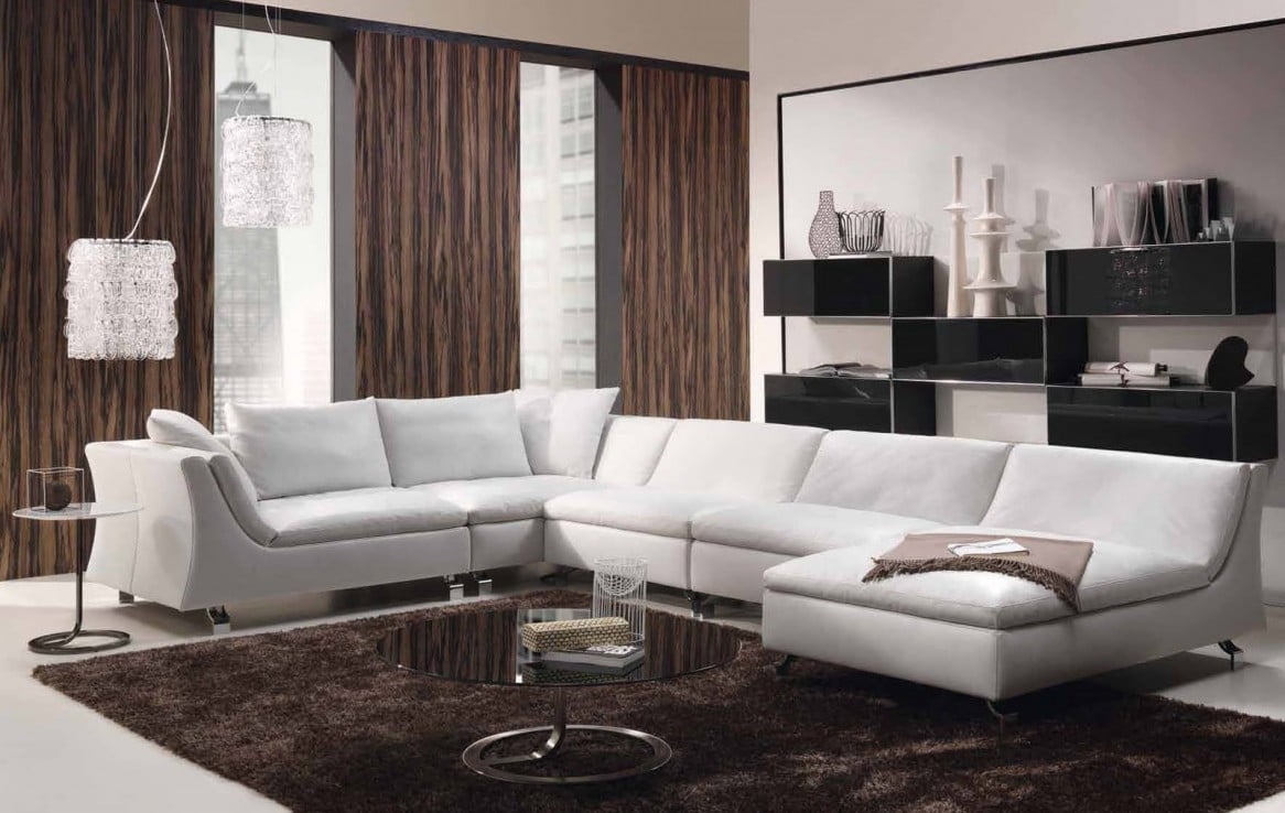 White couch in minimalsit interior design