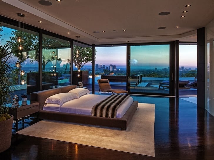 bedroom interior design with killing views 1201 Laurel Way-Cliff View Luxurious Modern Mansion in Beverly Hills California