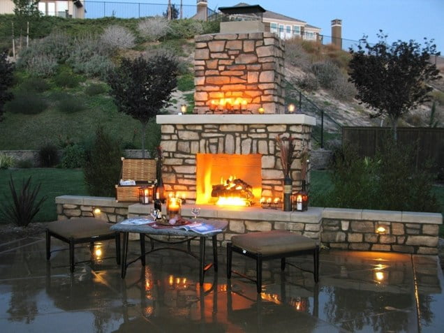 stone fireplace Backyard-Lanscaping-Ideas-Fireplaces-homesthetics
