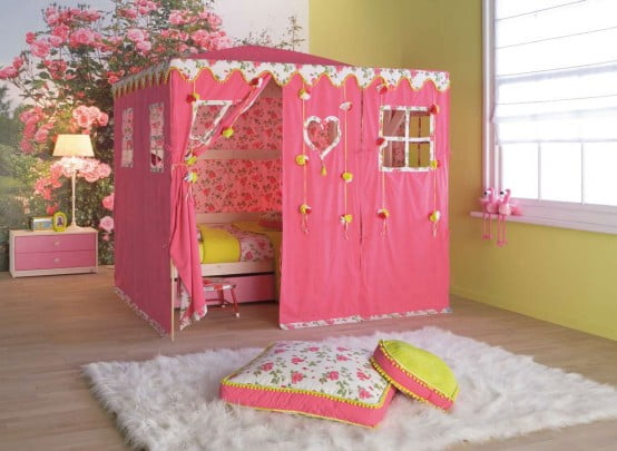 red tent doll house like Simple Bedroom Interior Design Ideas Featuring Play Tents for Kids to fit any modern home homesthetics (18)