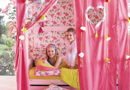 pink feminine tent Simple Bedroom Interior Design Ideas Featuring Play Tents for Kids to fit any modern home homesthetics (18)