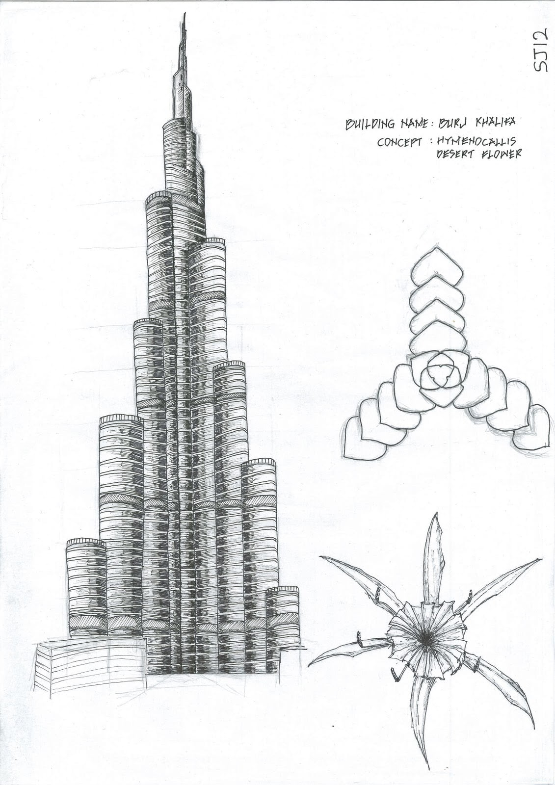 The New Dubai and its Symbol: The Burj Khalifa Tower sketch