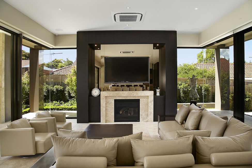 black and white living room interior design Large Luxurious Modern Mansion in Melbourne Wearing Contemporary Style 