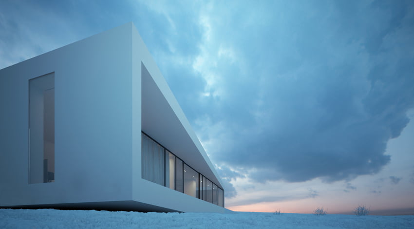perspective view of the Minimalist Mansion in the Icelandic Plane-Reykjavik House by MOOMOO Architects homesthetics (14)