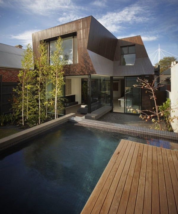 Mix of Styles in Enclave House by BKK Architects in Melbourne Australia weird shape
