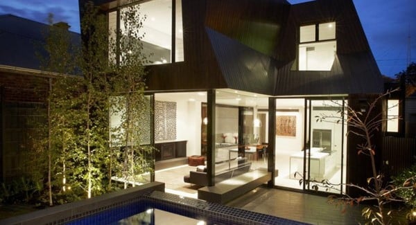 Mix of Styles in Enclave House by BKK Architects in Melbourne Australia back facade