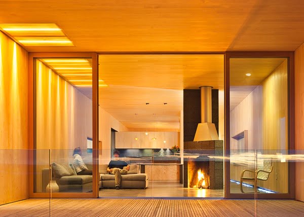 modern interior fireplace design in Modern Dream Home in the Wild-House for a Musher by Mayer Sattler-Smith Homesthetics