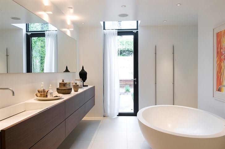 simple bathroom design in the Nilsson Villa-Modern Beach House With Black and White Interior Design in Sweden 