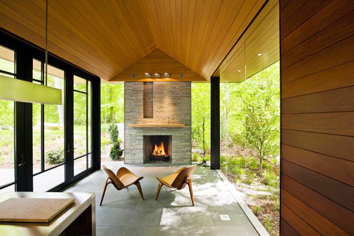 modern fireplace Supreme Backyard Landscaping Ideas-Nevis Pool and Garden Pavilion by Robert M. Gurney