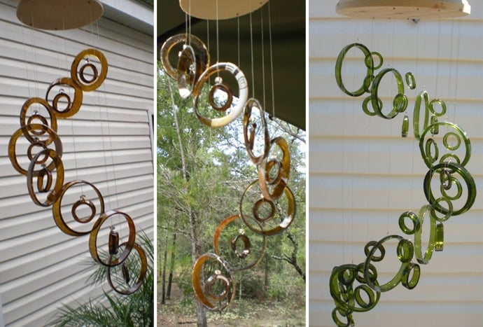 wind chimes wine bottle art 20 Creative & Inspiring Ideas of How to Recycle Wine Bottles Into Pieces of
