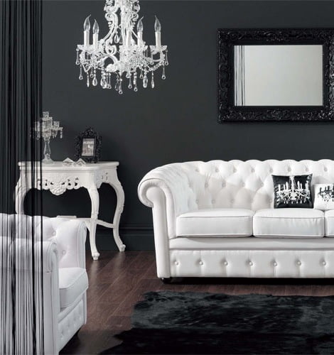 black and white leather sofa 21 Creative&Inspiring Black And White Traditional Living Room Designs