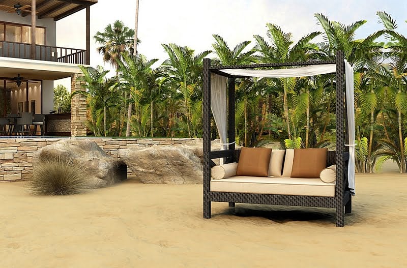 Beautiful Exclusive Hampton Outdoor Canopy Day Bed Envisioned by Forever Patio