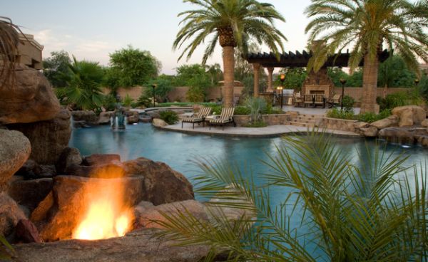 Backyard Landscaping Design Ideas-Amazing near Swimming Pool Fireplaces