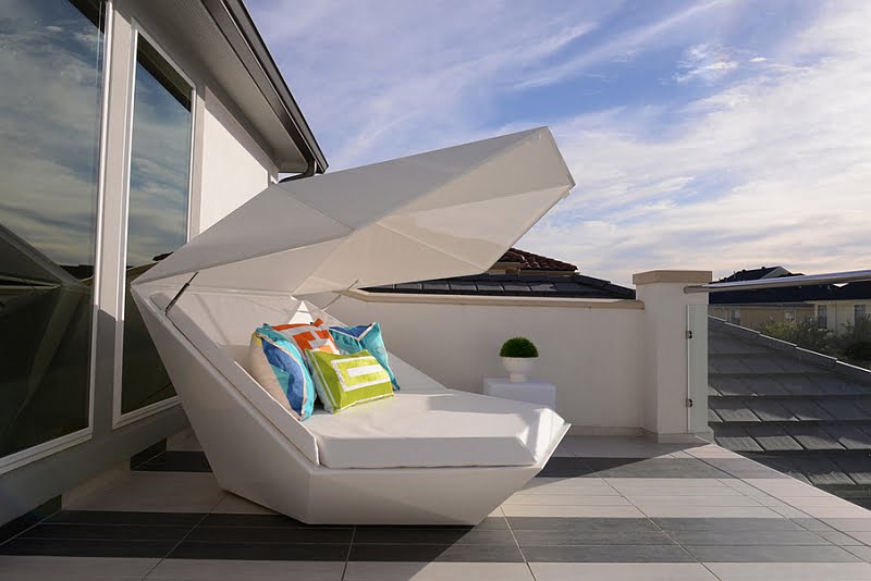 Highly Geometric Clam Like Futuristic Outdoor Bed 