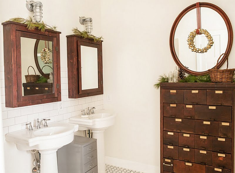 Simple Apothecary Chest Giving the Bathroom an Unique Vibe