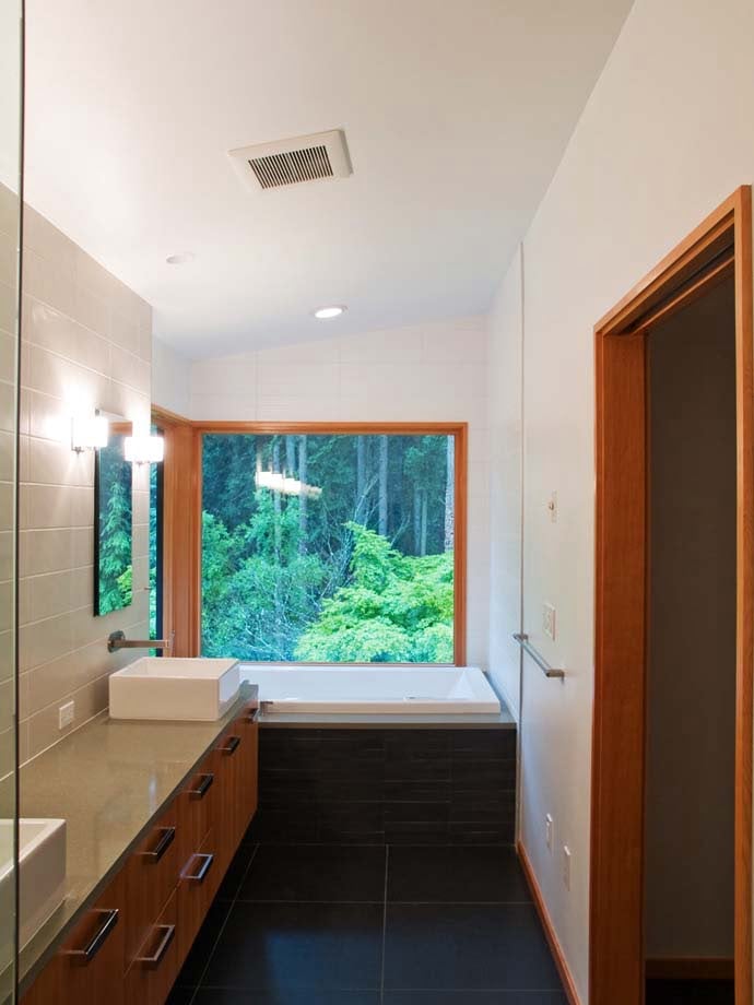bathroom design with extraordinary view to the forest 