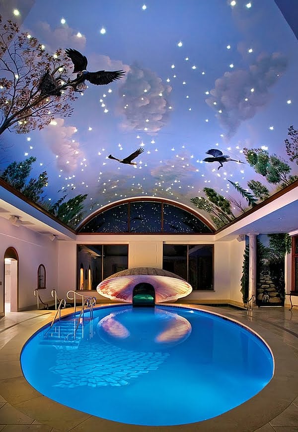 Creative Painted Ceiling Adding Drama to the Scenery