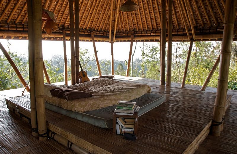 Open Air Living in Bali Sheltering an Outdoor Bed