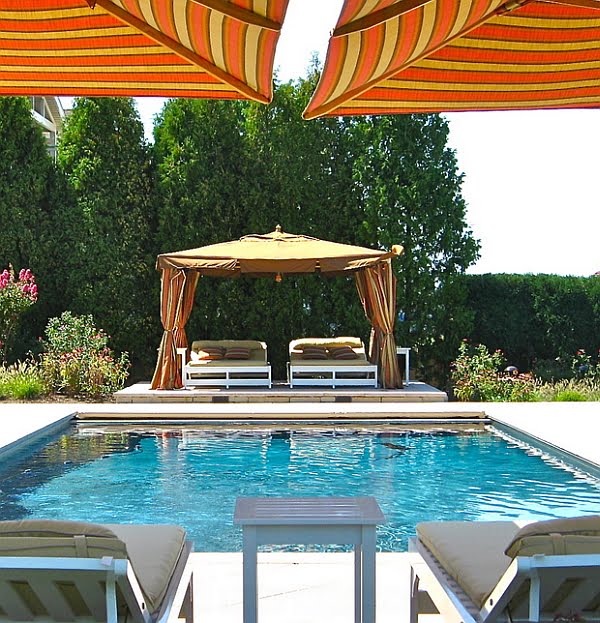 Twin Outdoor Beds in Poolside Lounging Area 