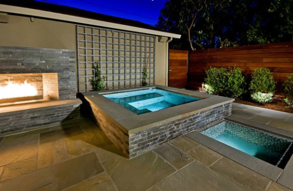 Backyard Landscaping Design Ideas- Swimming Pool Fireplaces