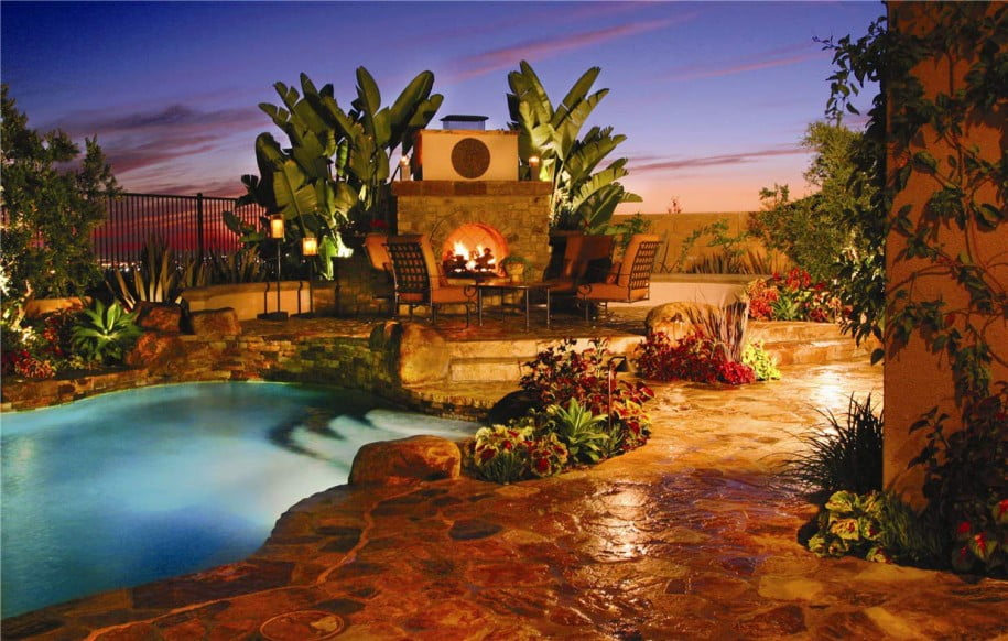 Backyard Landscaping Design Ideas-Amazing near Swimming Pool Fireplaces 
