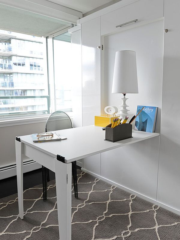 Foldable Office Desk in Minimalist White Interior Design