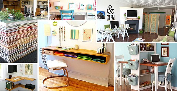 Collage of DIY Desks Inspirational Ideas