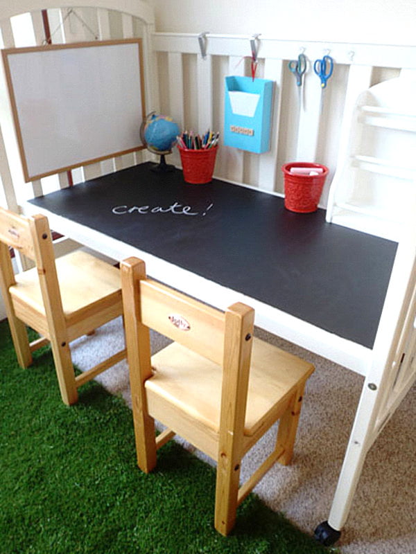 DIY Crib Desk With Chalkboard Top