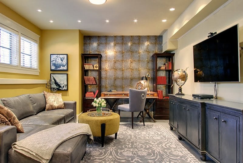 Gorgeous Stylish Elegantly Decorated Home Office in a Basement
