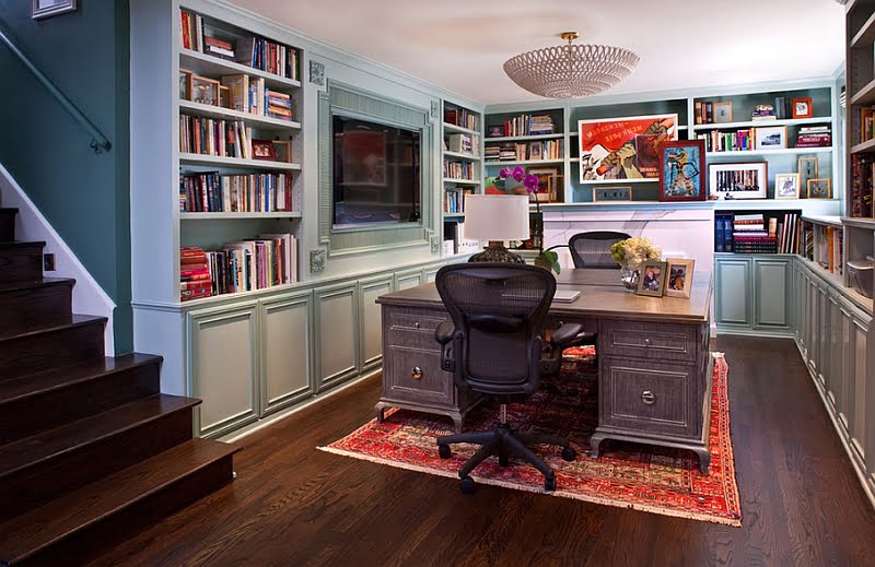 Transitional Basement Home Offices That is a Real Showstopped