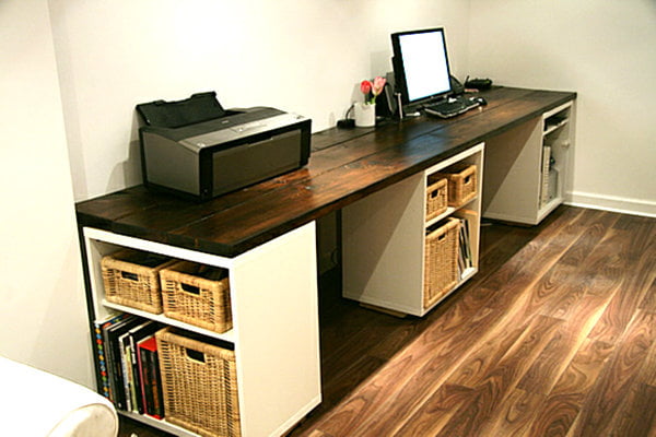 Large DIY Desk With Three Storage Shelves