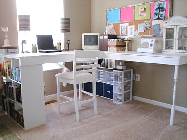 Creative Modern DIY Corner Desk with Storage Areas